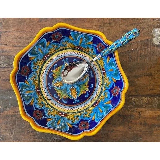 This colorful Collectible Majolica Scallop Bowl in the B-64 Pattern can be used for food or decoration. The piece was...