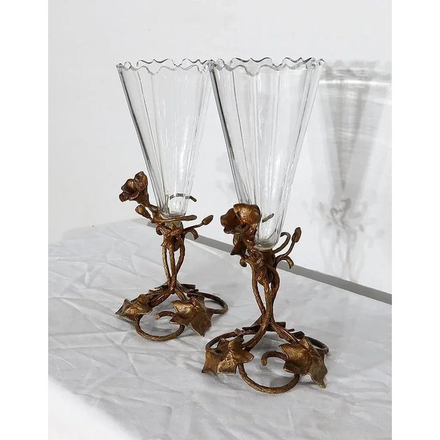 Art Nouveau Period Crystal Vases, 1900, Set of 2 For Sale - Image 3 of 14