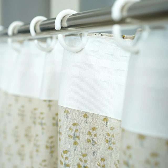 Block Print Natural Linen Curtain for Bohemian Home Décor Size 54"Wx89"L-Lil Paisley For Sale - Image 4 of 7