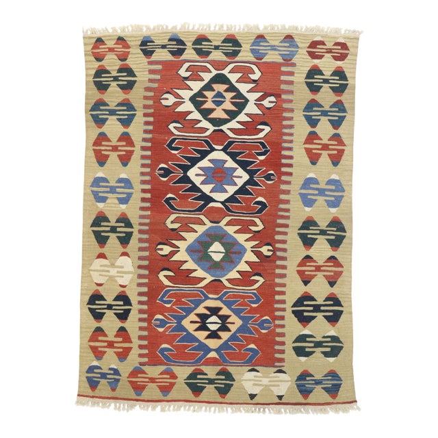 Vintage Persian Shiraz Kilim Rug, 03'10 X 05'04 For Sale