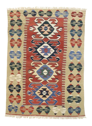 Vintage Persian Shiraz Kilim Rug, 03'10 X 05'04