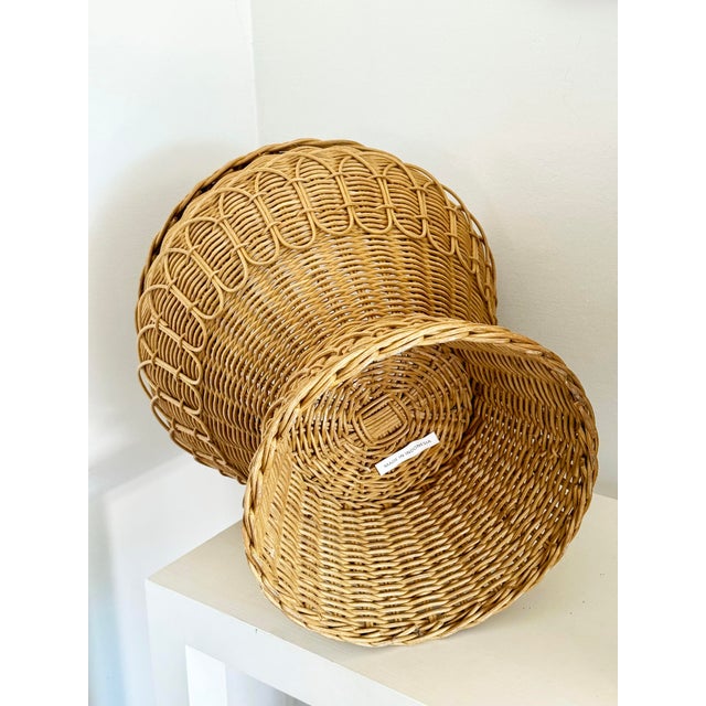 Rattan Pedestal Planter Baskets Large - A Pair For Sale In San Diego - Image 6 of 7