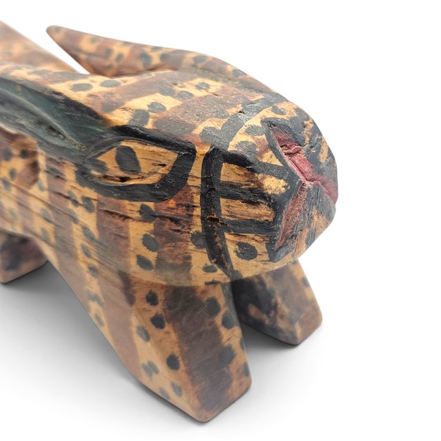 Mid 20th Century Vintage Mid-Century Primitive Art Carved Wood Rabbit For Sale - Image 5 of 9