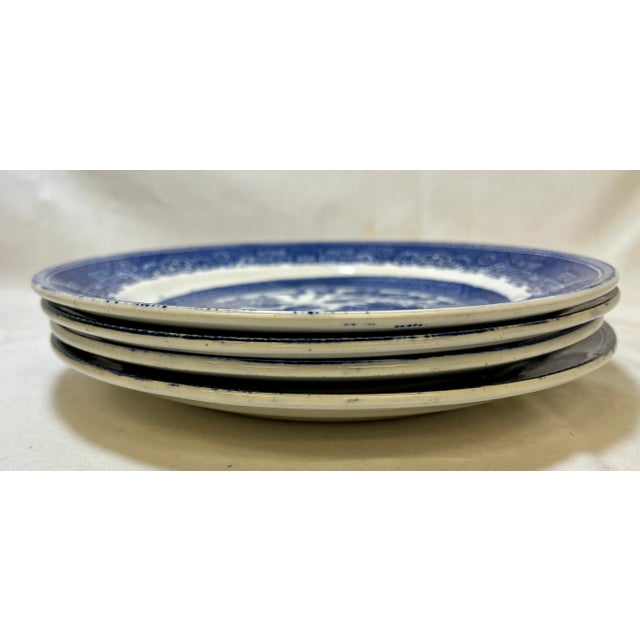 Antique Set of 4 John Tams Blue Willow Salad Plates From England - Circa 1875 For Sale - Image 12 of 12