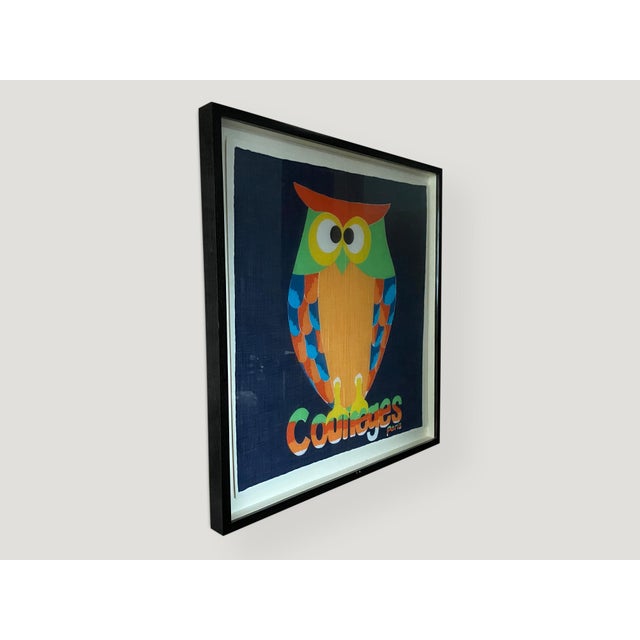 Modern Andrianna Shamaris Framed Courrèges Owl Scarf from Paris France For Sale - Image 3 of 5