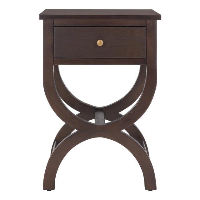 Maxine Accent Table with Storage Drawer in Walnut For Sale