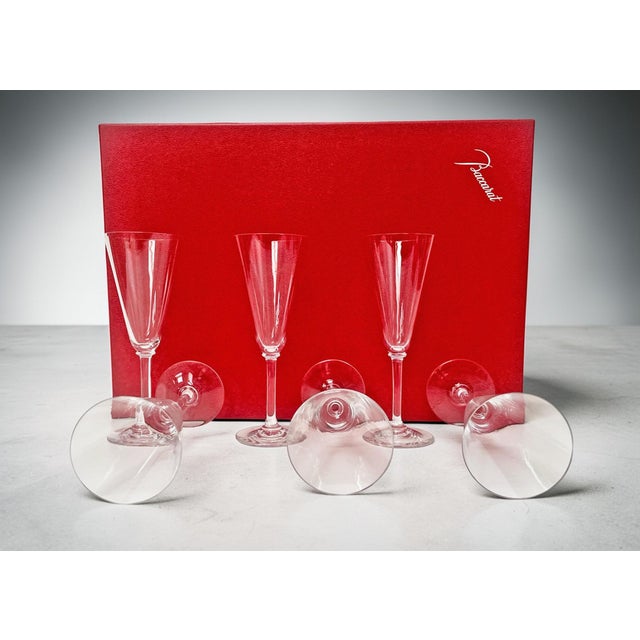 Glass Vintage Dom Perignon Model Champagne Flutes from Baccarat, 1970s, Set of 6 For Sale - Image 7 of 18