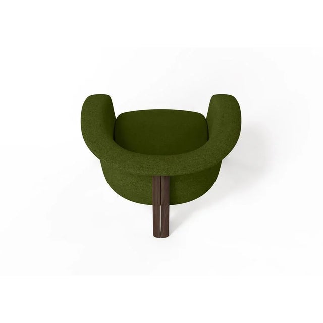 Modern Agnes Armchair in Walnut and Green Wool Fabric by Javier Gomez For Sale - Image 6 of 8