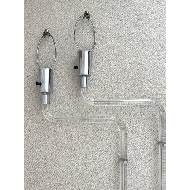 1970s Peter Hamburger Chrome Lucite Wall Sconces - a Pair For Sale - Image 5 of 10