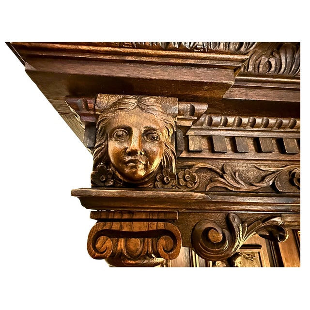 **Rare Antique Masterpiece**Renaissance Revival Sideboard in Solid Walnut*Carved Lions and Griffins** For Sale - Image 11 of 12