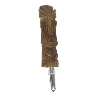 Vintage Carved Wood Tiki Bottle Opener Polynesian Pop Beer Bottle Opener in the Shape of a Tiki God For Sale