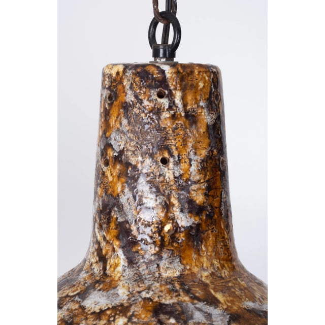 1960s Floral Earthenware Pendant Lamp, 1960s For Sale - Image 5 of 9