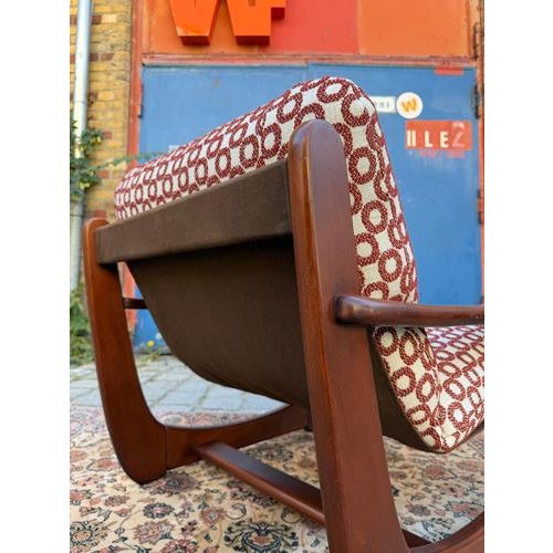 Mahogany Lounge Chair with Reddish-Brown Circular Pattern For Sale - Image 10 of 11