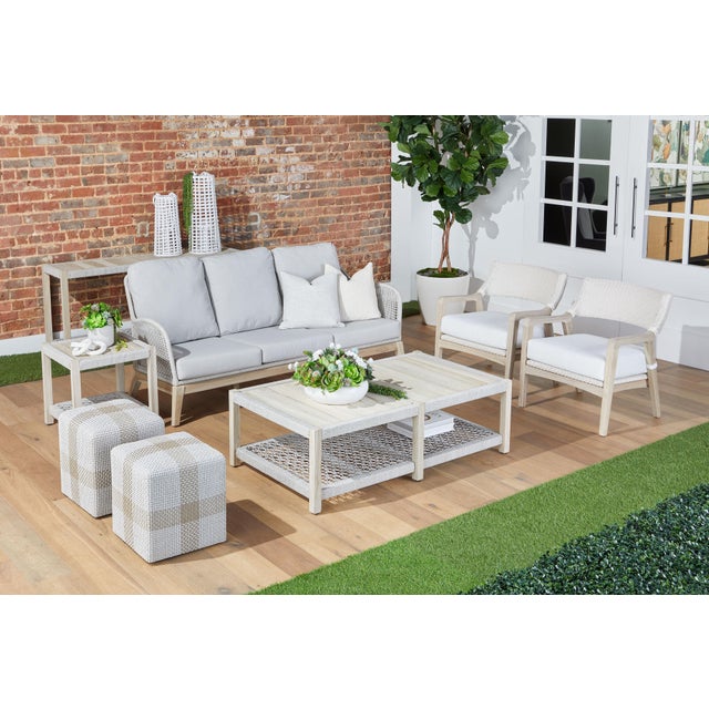 Loom Teak & Rope Outdoor 79" Sofa, Taupe & White Flat Rope For Sale - Image 10 of 12