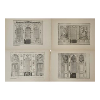 C1880s Set of 4 French Antique Architecture Lithographs-Fireplaces, Documentation For Sale