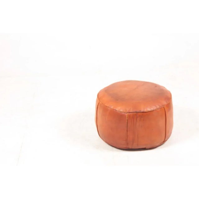 Animal Skin Mid-Century Pouf in Patinated Leather, Denmark, 1960s For Sale - Image 7 of 7
