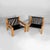 Italian modern leather and wooden armchairs by Silvano Passi, 1970s Pair of armchairs with a solid wood frame and a...