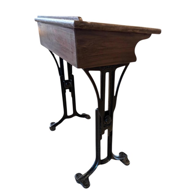Antique Chandler Child’s School Desk With Cast Iron Base For Sale - Image 15 of 16