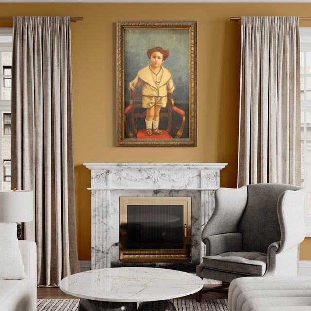 1920s Italian Artist, Portrait of a Child, 1921, Oil on Canvas For Sale - Image 5 of 17