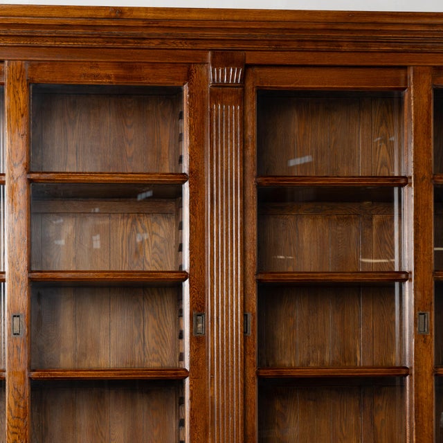 Late 20th Century 20th Century Danish Oak Bookcase With Sliding Glass Doors For Sale - Image 5 of 17