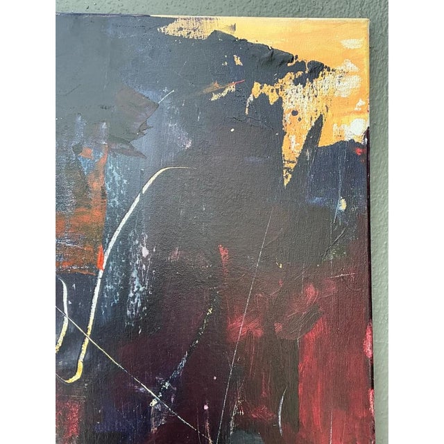 Ruby Red Vintage Abstract Expressionist Oil Painting on Canvas For Sale - Image 8 of 12