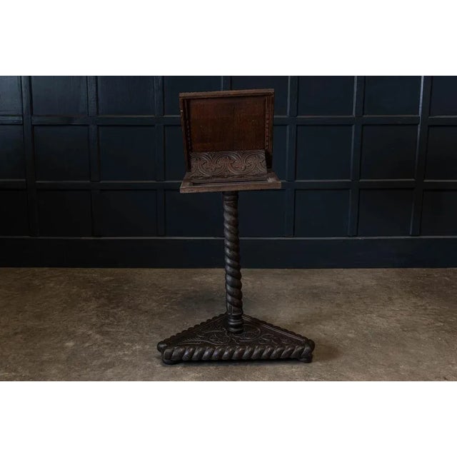 19th Century English Carved Oak Bible Reading Stand For Sale - Image 6 of 11