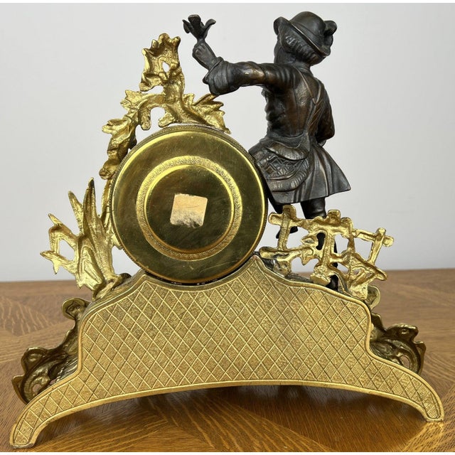 Vintage Style Brass Figurine Mantel Clock For Sale - Image 5 of 13