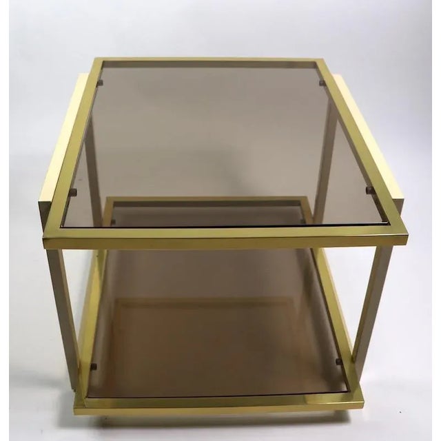 Smoked Glass and Brass Tables by Tommaso Barbi - a Pair For Sale - Image 12 of 13