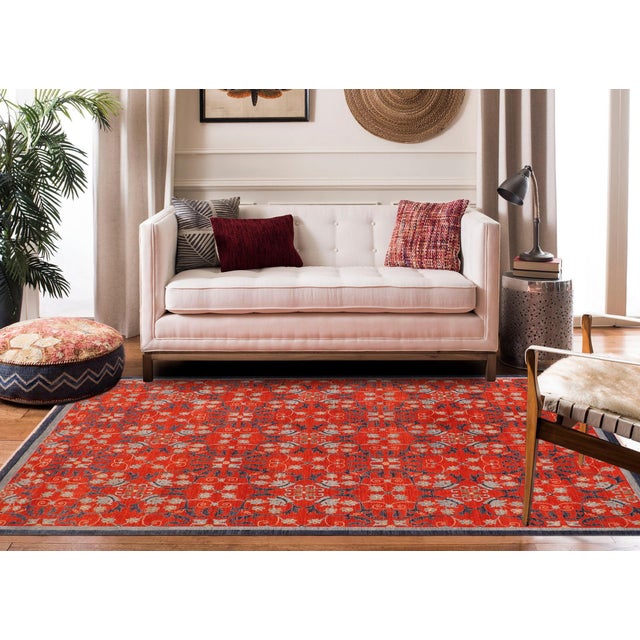 "Enhance the ambiance of your home with this magnificent Persian-influenced Turkish hand-knotted rug made by skilled...