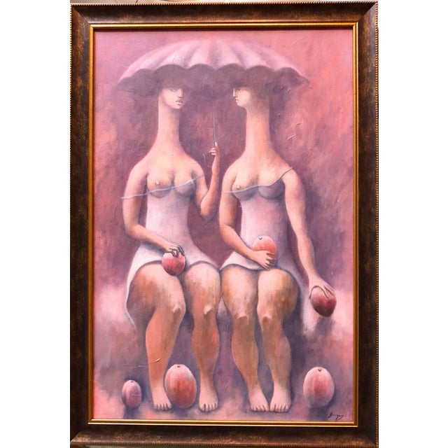 Alexis Duque The Musician, Large Lating American Modernist Oil Paintng For Sale - Image 4 of 7