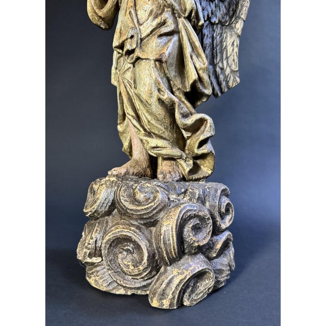 Lombard Artist, Polychrome Sculpture Depicting an Angel, 17th Century, Wood For Sale - Image 14 of 17