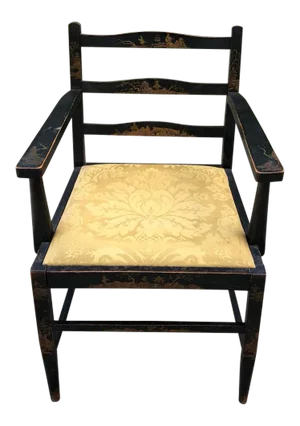 Antique Chinoiserie Style With Silk Upholstery Armchair
