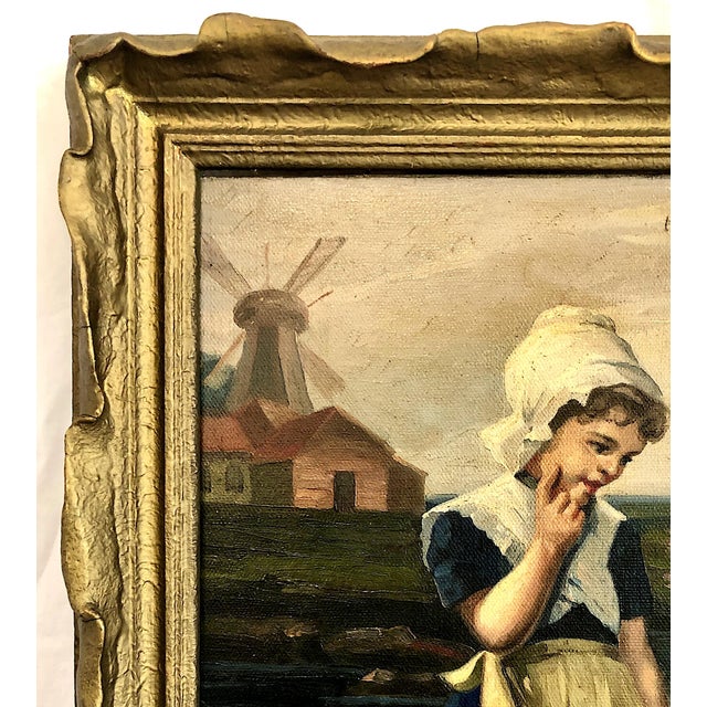 Traditional Vintage Dutch Country Scene With Girl For Sale - Image 3 of 7