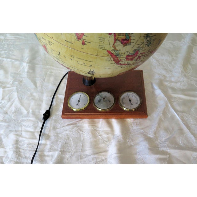 Mid-Century Modern Illuminated Terrestrial Globe Manufactured by Scan/Globe a/S (Denmark) W/a 3-Way Integrated Weather Station For Sale - Image 3 of 4