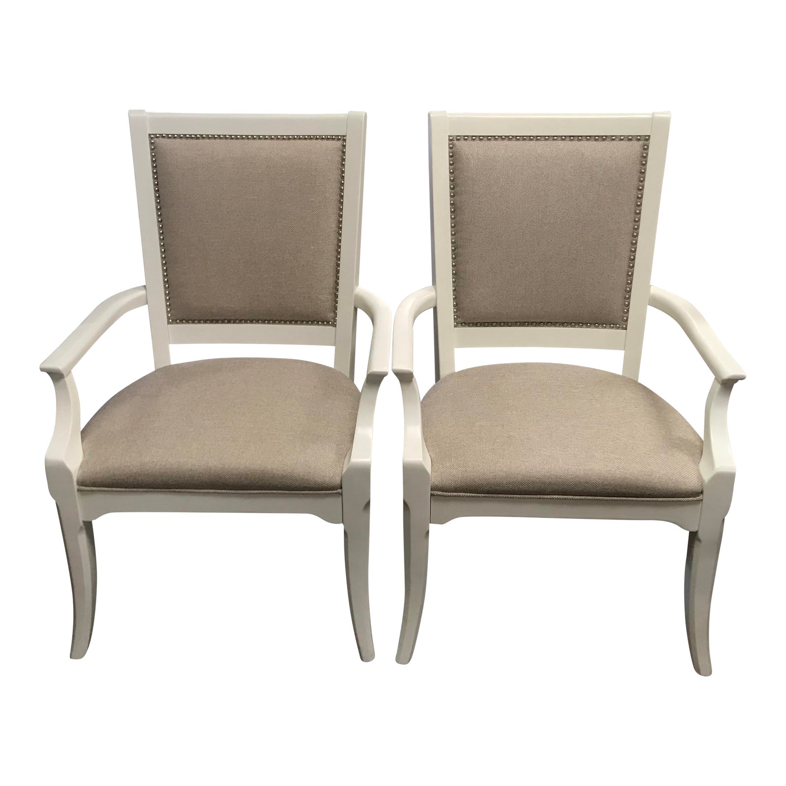 Thomasville Furniture Manuscript Paper White Dining Room Arm Chair a