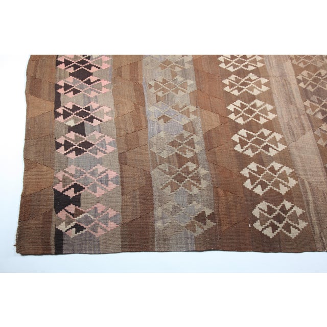 Brown Vintage Anatolian Flatweave Kilim in Earthy Brown Tones - 5' 11'' X 8' 7'' For Sale - Image 8 of 12