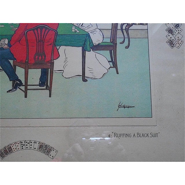 1900 - 1909 Antique 19th C. Framed Elephant Folio Size Pencil Signed Card Game Lithograph - "Bridge" For Sale - Image 5 of 7
