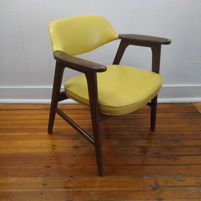 Vintage MidCentury Danish Modern Mustard Yellow Vinyl Paoli Chair