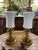 Hollywood Regency Vintage Stiffel Creamy White Ceramic and Brass Plume Buffet or Table Lamps, a Pair For Sale - Image 3 of 12