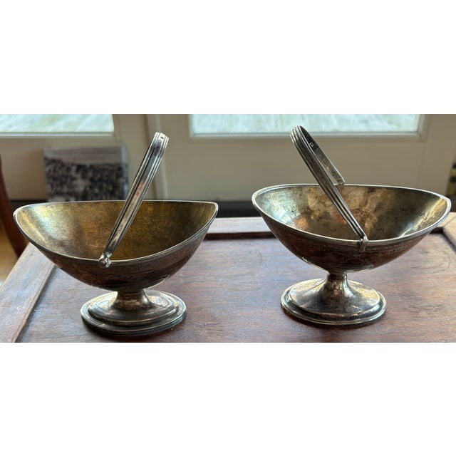 Antique English Silver Plate Swing Handle Sugar Baskets - Collected Pair” Circia 1900” For Sale - Image 9 of 15