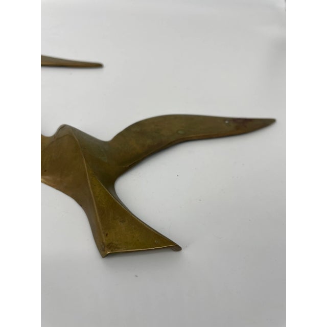 Pair of Brass Birds Wall Sculpture Hangings For Sale - Image 4 of 5