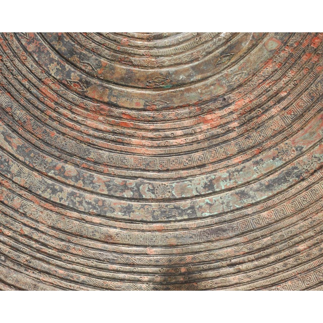 Verdigris Pair of Southeast Asian Bronze Rain Drums or Drinks Tables For Sale - Image 8 of 18