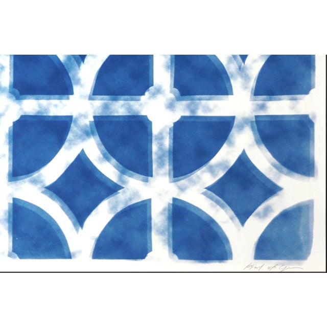 2026, Tropical Art Deco, Miami Breezeblocks, Handmade Cyanotype Monotype in Blue Tones, Unique Piece For Sale In Miami - Image 6 of 7