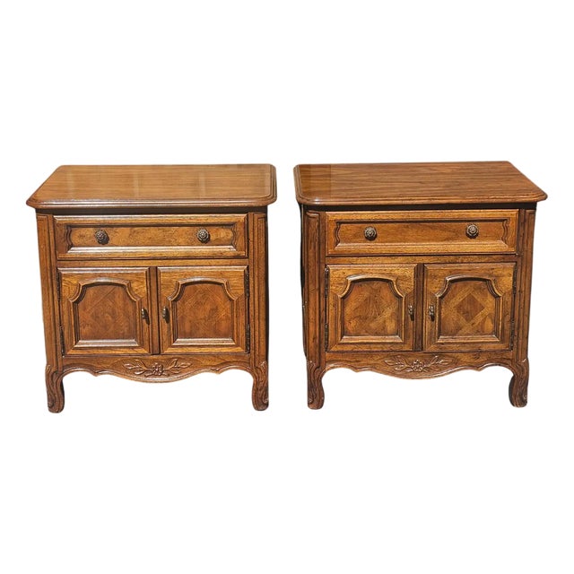 Mid 20th Century Pair of French Provincial Style Nightstands by Drexel Cabernet Collection For Sale