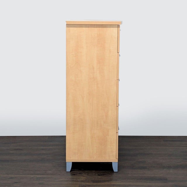 2000 - 2009 Alf Italia Contemporary 5-Drawer Light Wood Dresser With Silver Handles For Sale - Image 5 of 10