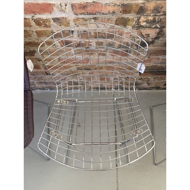 Chrome Set Six Attributed to Harry Bertoia for Knoll Wire Side Chair Mid-Century Chrome With Covers For Sale - Image 8 of 10