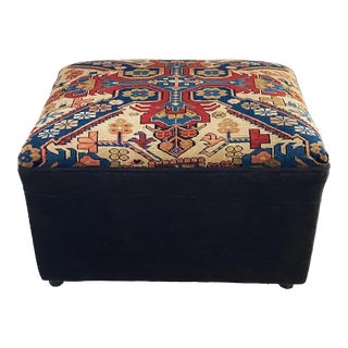 Lg Custom Made Ottoman W/Antique Caucasian Rug For Sale