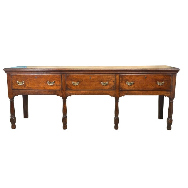 Brown Large Early 18th Century English George I Oak Dresser Base, 1720 For Sale - Image 8 of 12