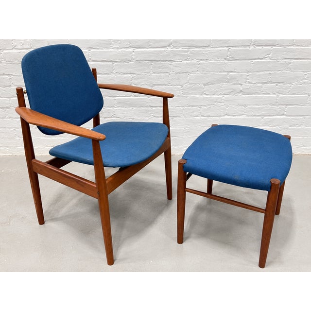 Mid Century Modern Danish Teak Model 203 Armchair + Ottoman by Arne Vodder for France & Daverkosen, C. 1960's For Sale - Image 12 of 17