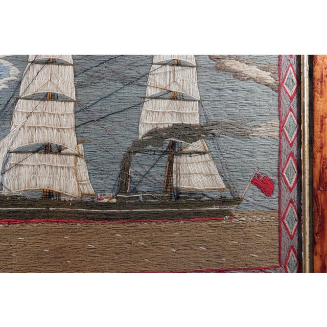 Textile English Sailor's Woolwork of a Merchant Navy Steam-Auxiliary Square-Rigged Brig For Sale - Image 7 of 11